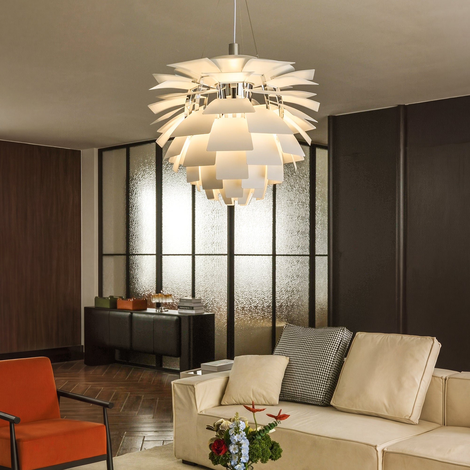 Layered Metal Pine Cone Pendant Light