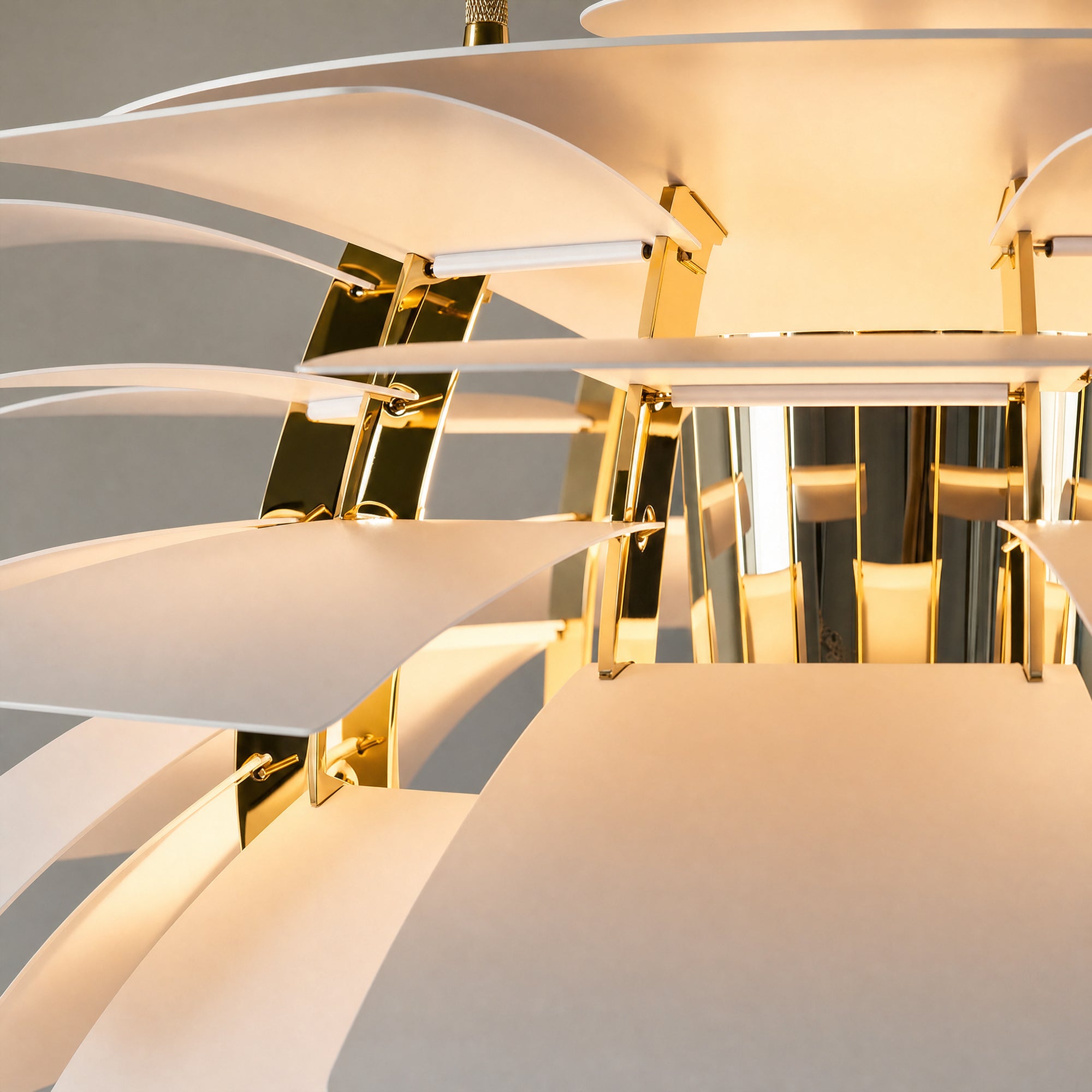 Layered Metal Pine Cone Pendant Light above a staircase