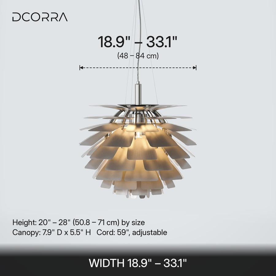 Layered Metal Pine Cone Pendant Light - dimensions