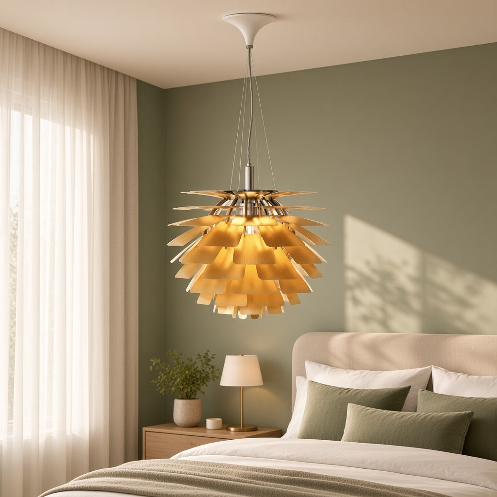 Layered Metal Pine Cone Pendant Light