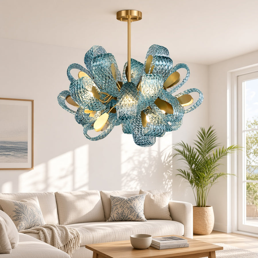 Leaf Glass Ceiling Chandelier - Flush and Semi-Flush