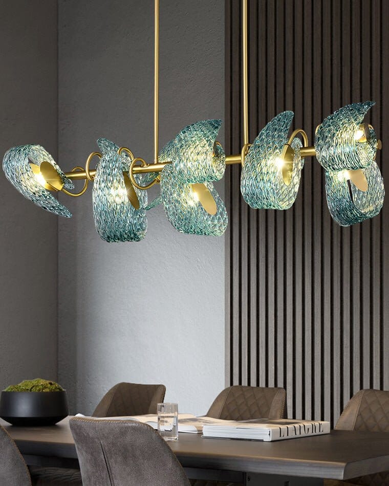 Leaf Glass Rectangular Dining Chandelier - view 2