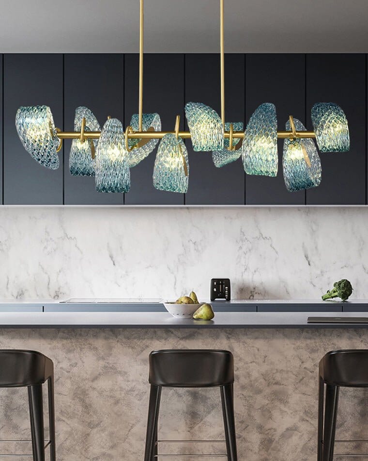 Leaf Glass Rectangular Dining Chandelier - view 3