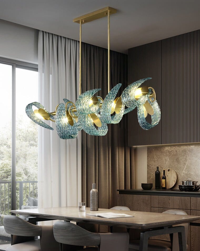 Leaf Glass Rectangular Dining Chandelier - view 4