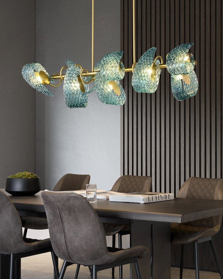 Leaf Glass Rectangular Dining Chandelier - view 9