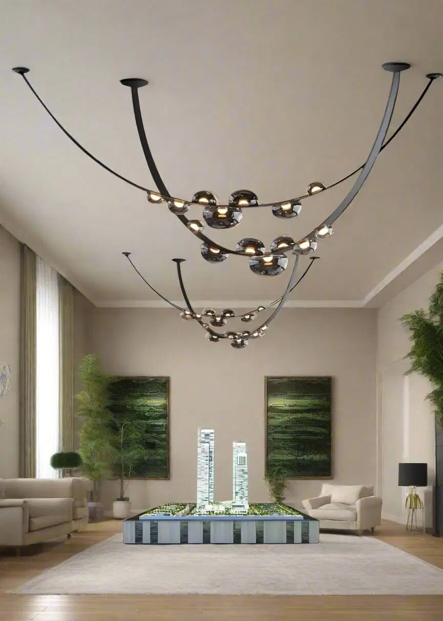 Leather Belt LED Glass Globe Chandelier