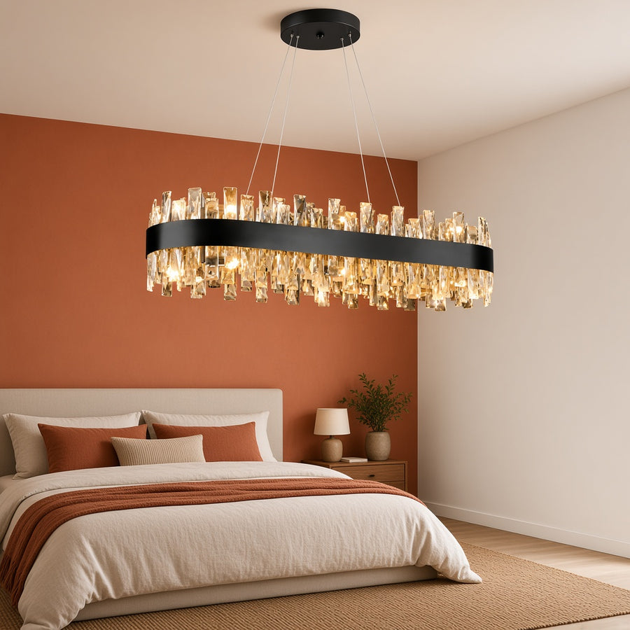 Linear Crystal Prism Chandelier - Gold or Black