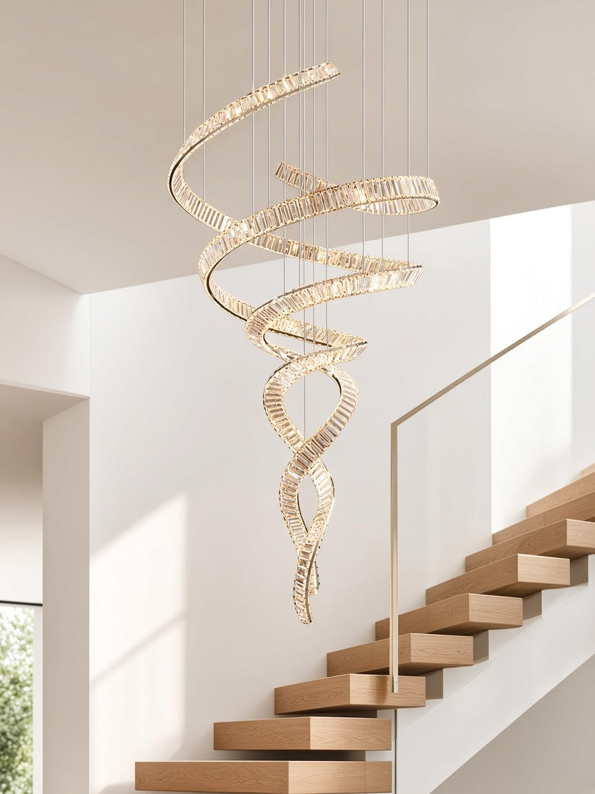 Long Spiral Crystal Chandelier