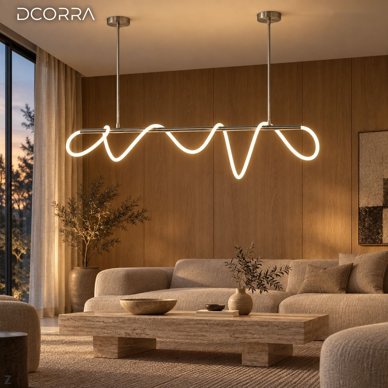 Looped LED Tube Linear Chandelier