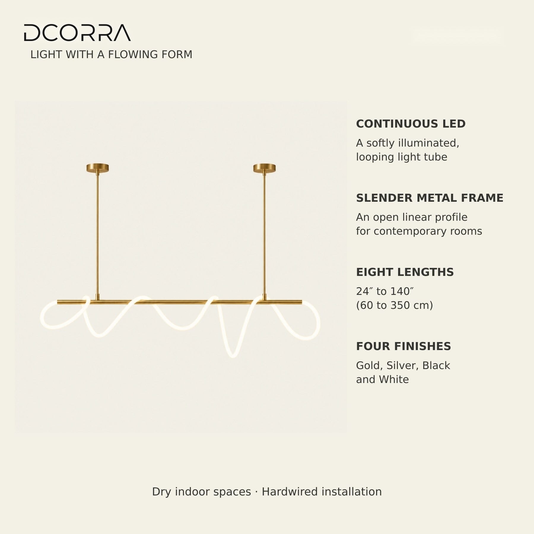 Looped LED Tube Linear Chandelier