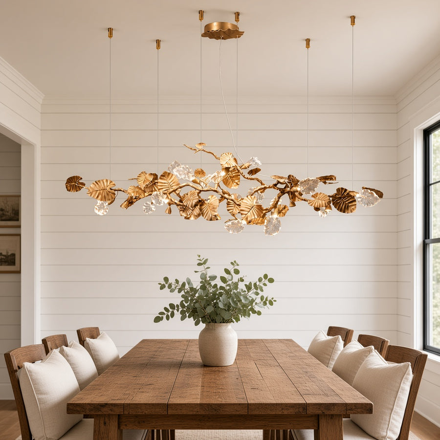 Lotus Leaf Glass Linear Chandelier