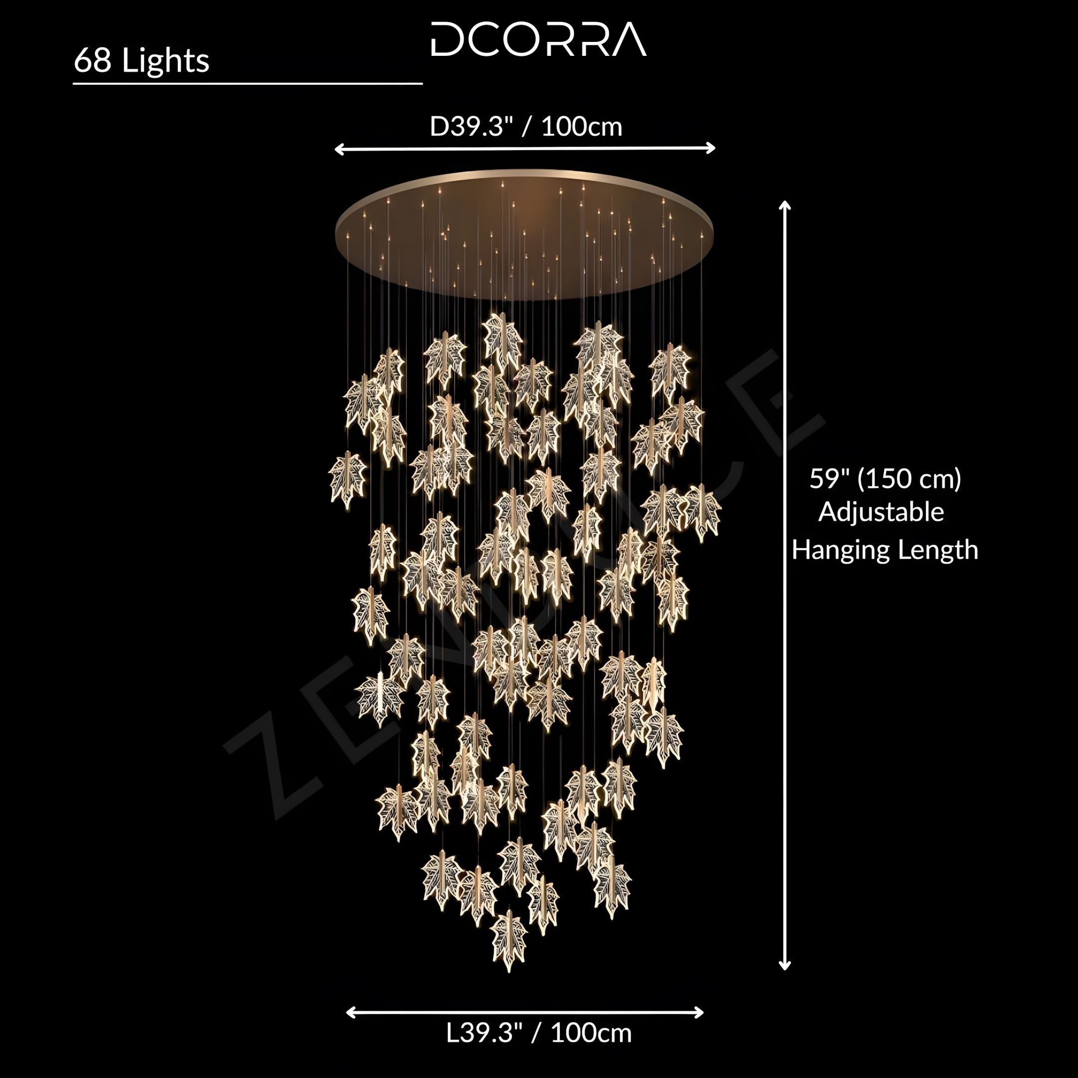 Maple Leaf LED Staircase Chandelier - Dia40cm - 12lights