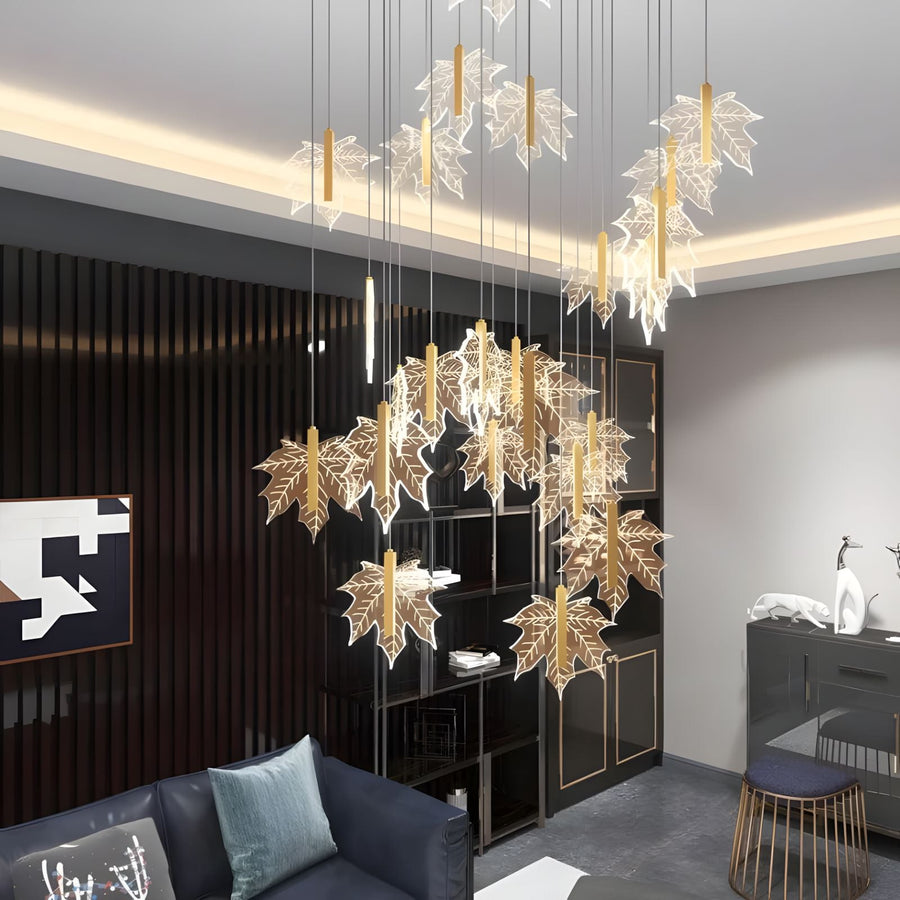 Maple Leaf LED Staircase Chandelier