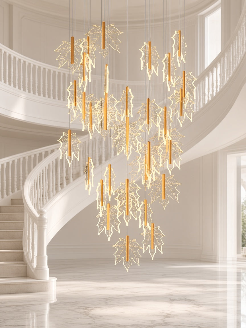 Maple Leaf LED Staircase Chandelier