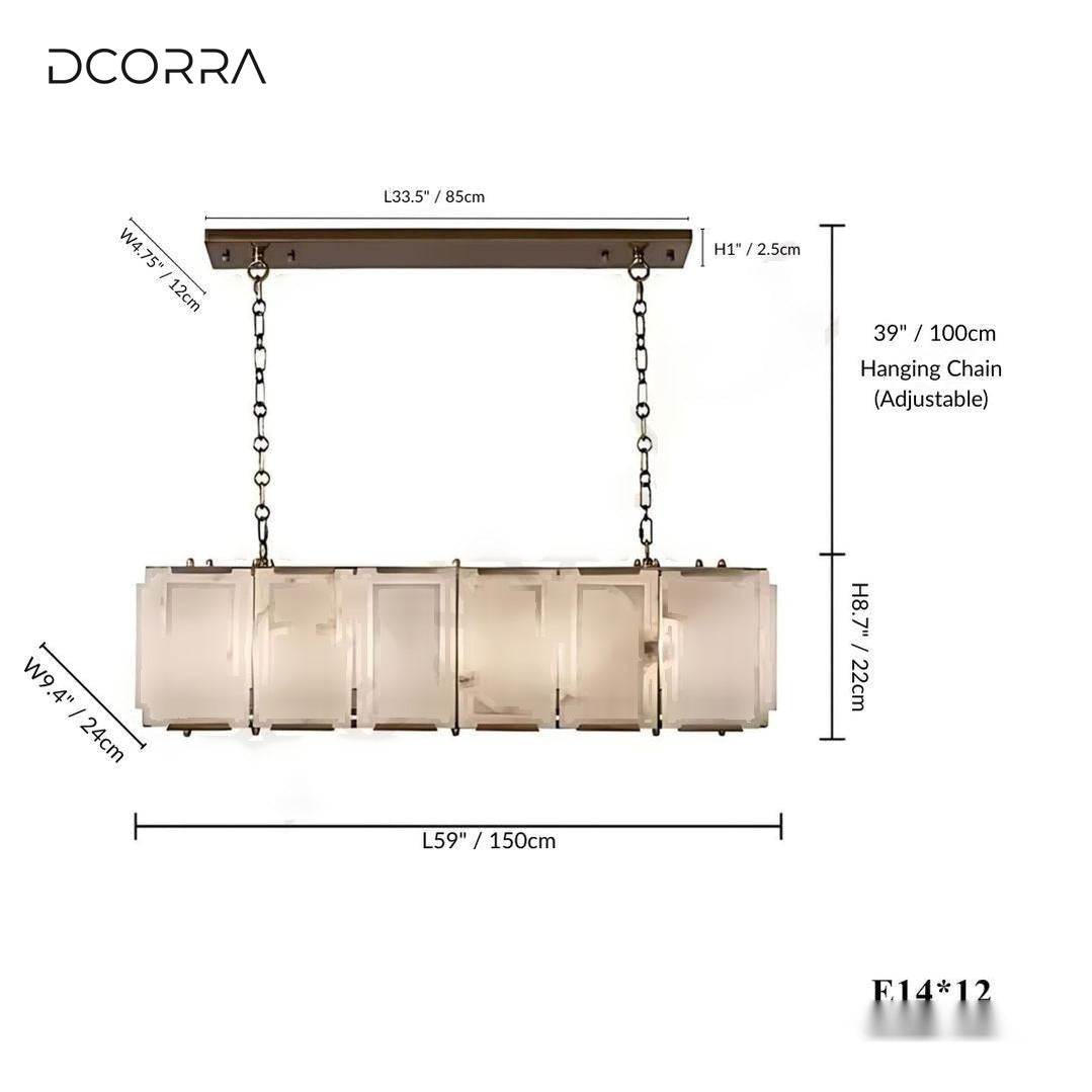 Marble and Crystal Rectangular Chandelier - 59"/150cm