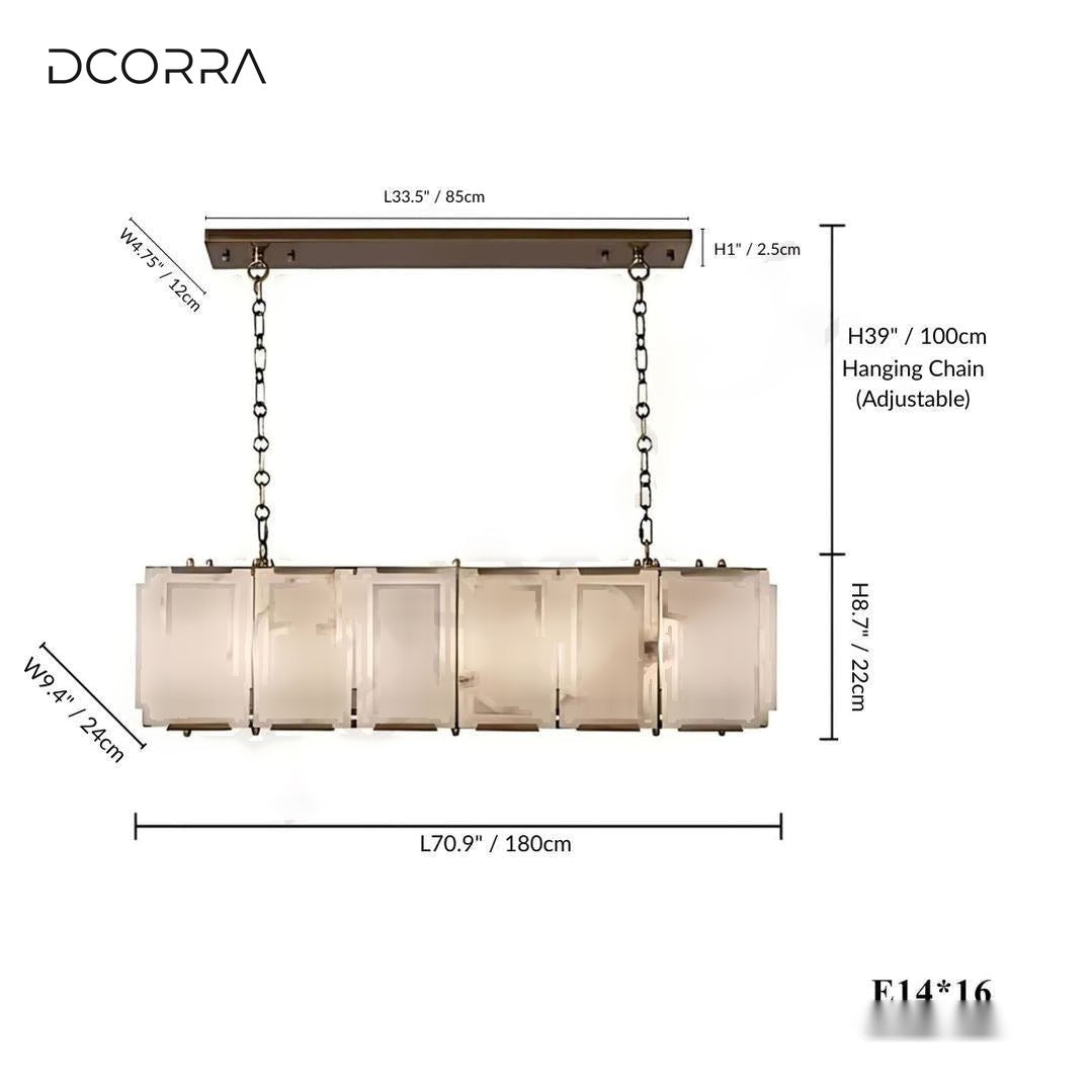 Marble and Crystal Rectangular Chandelier - 70.9"/180cm