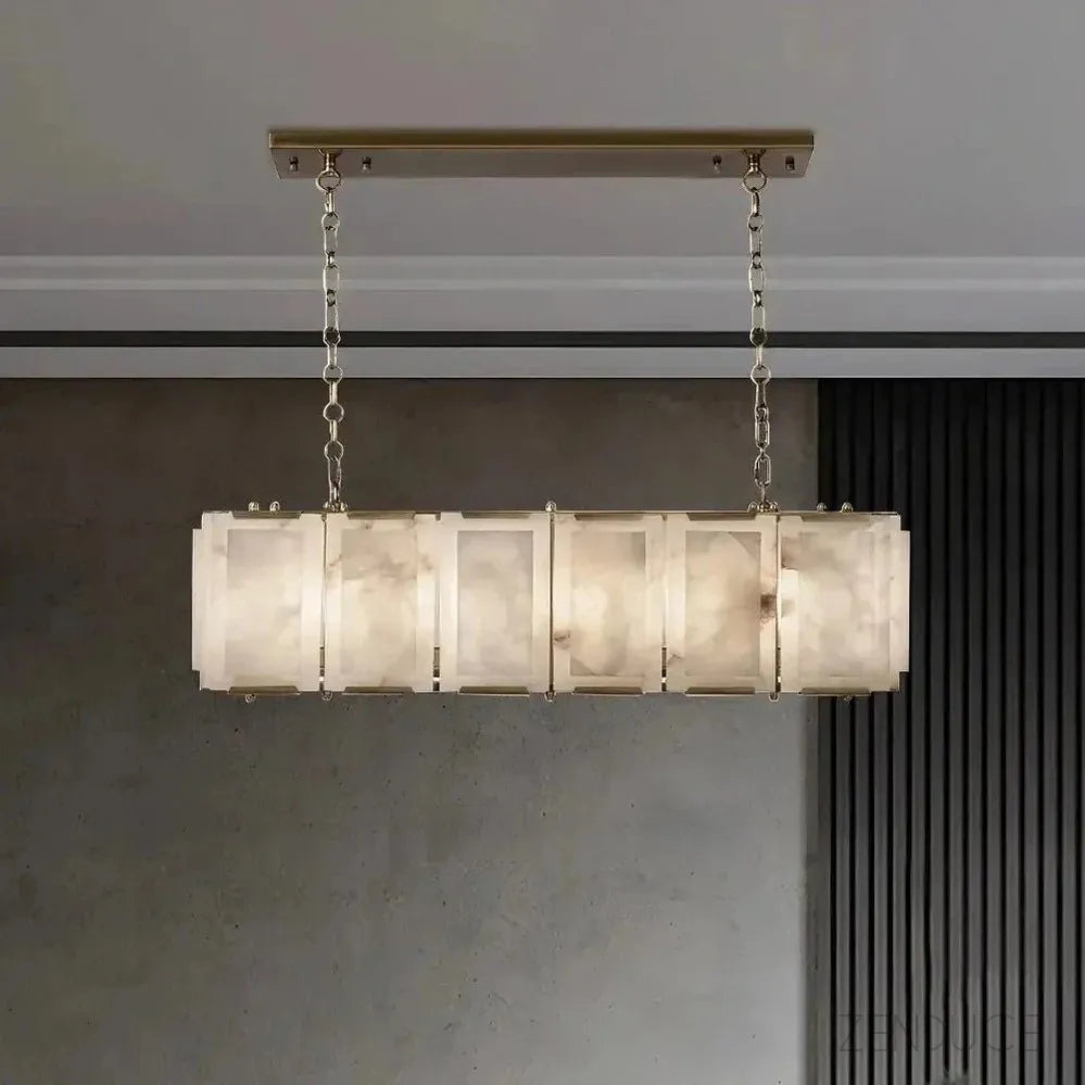 Marble and Crystal Rectangular Chandelier - view 2