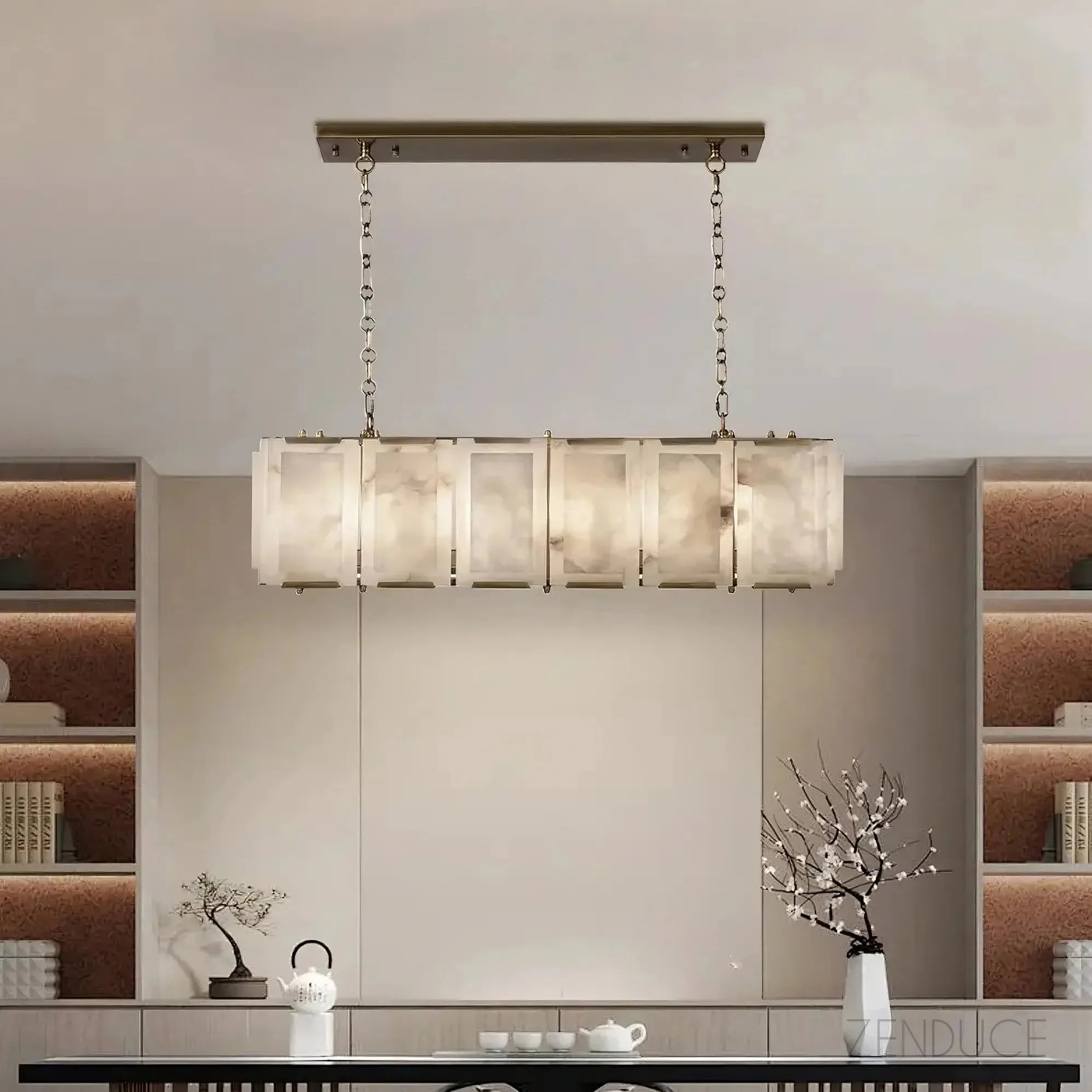 Marble and Crystal Rectangular Chandelier - view 4