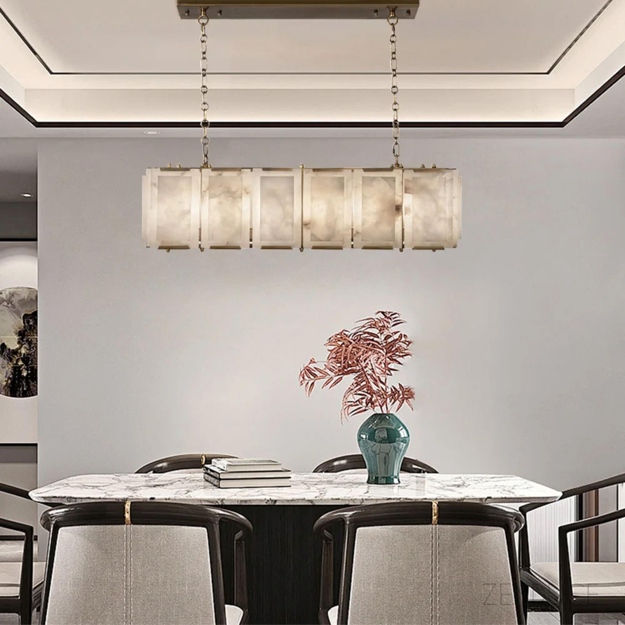 Marble and Crystal Rectangular Chandelier - view 7