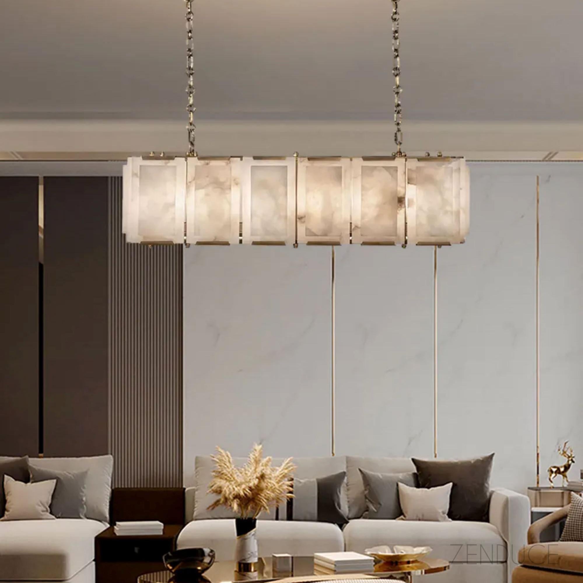 Marble and Crystal Rectangular Chandelier - view 8