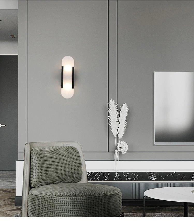 Marble and Frosted Glass Wall Sconce - view 3