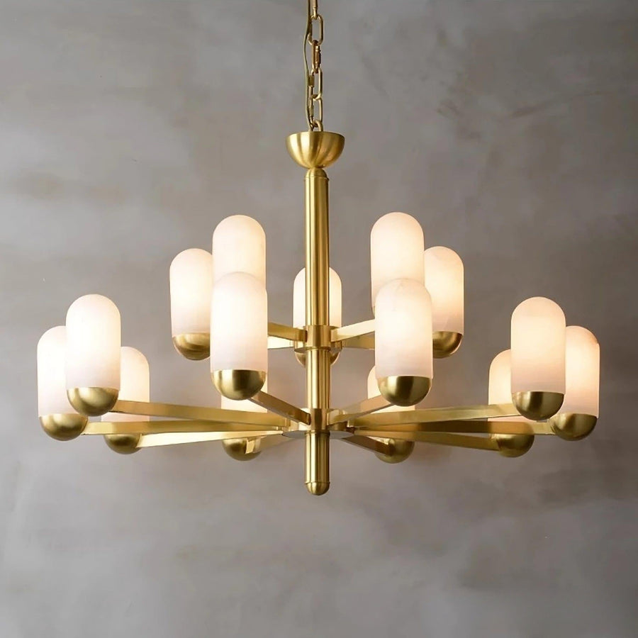 Marble Globe and Brushed Brass Chandelier