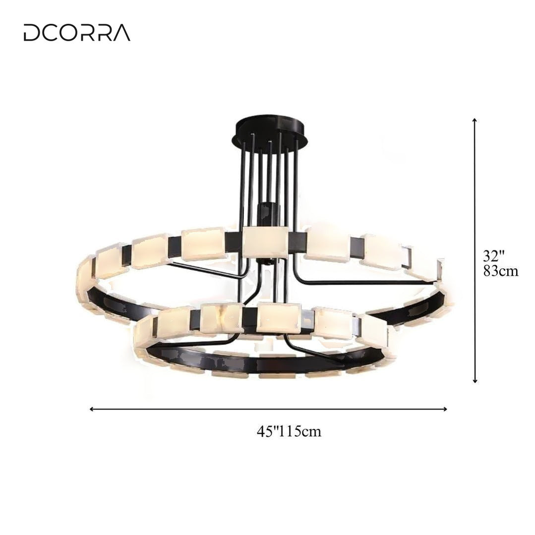 Marble Tile Double Ring Chandelier - view 12
