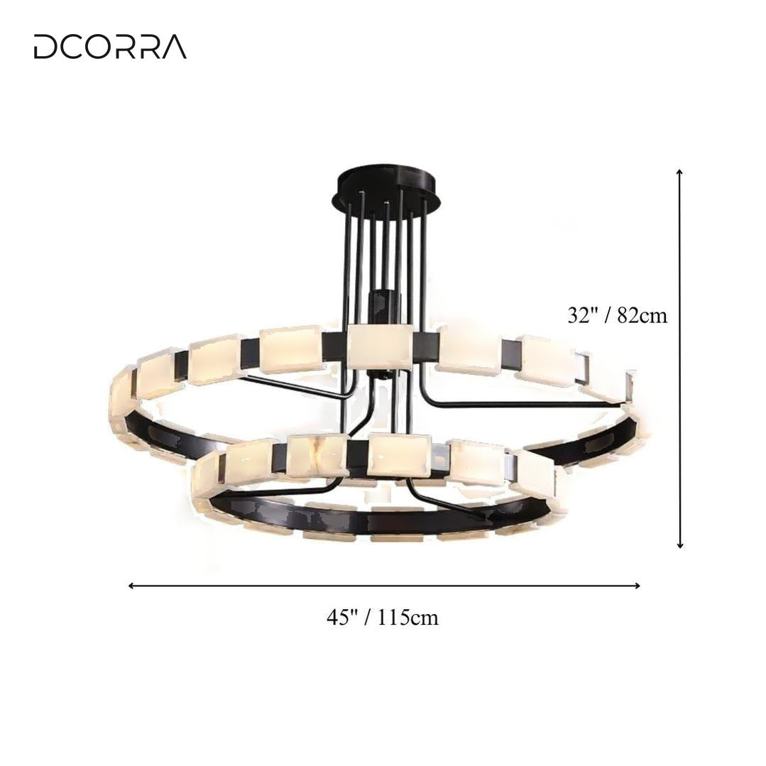 Marble Tile Double Ring Chandelier - 45"/115cm
