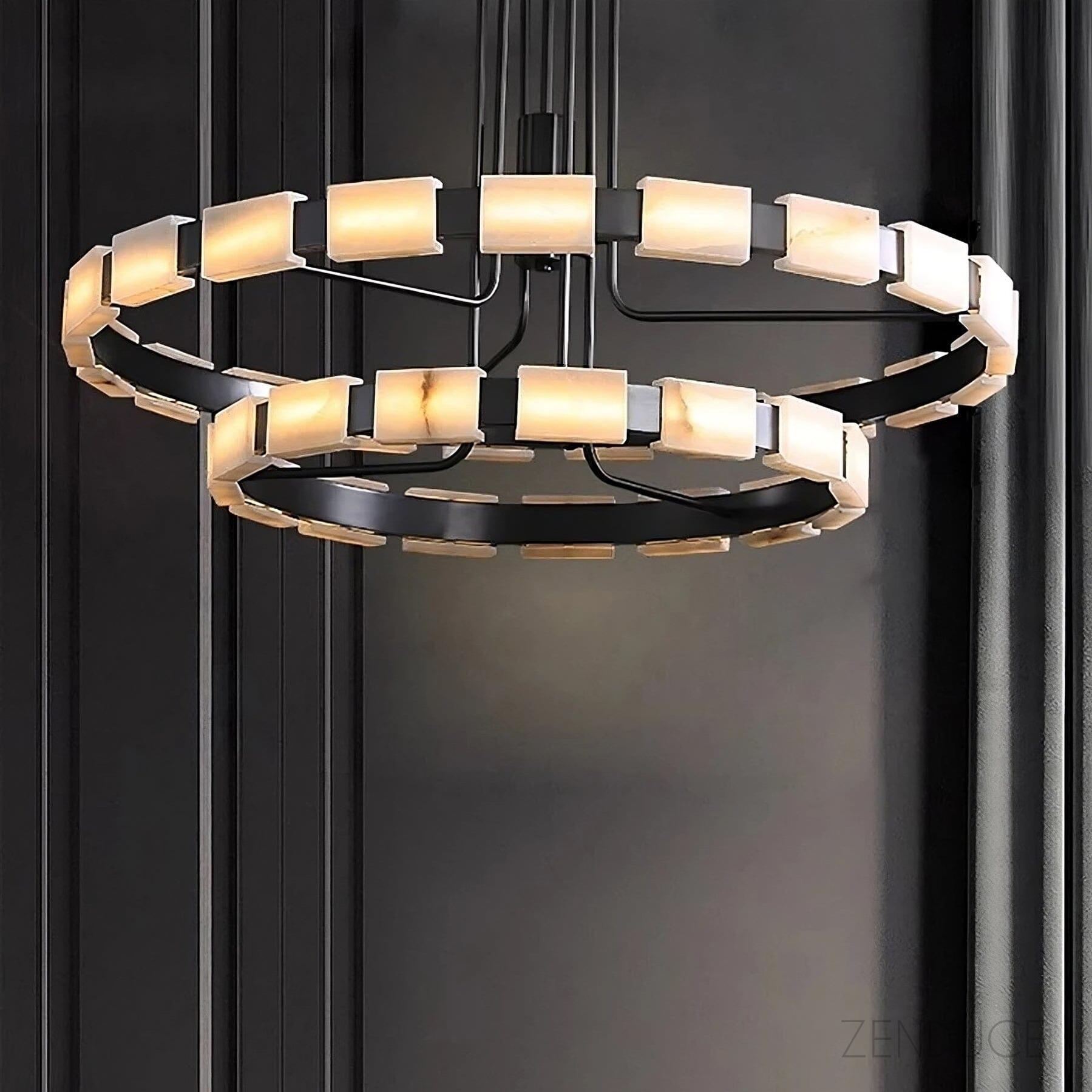 Marble Tile Double Ring Chandelier - view 2