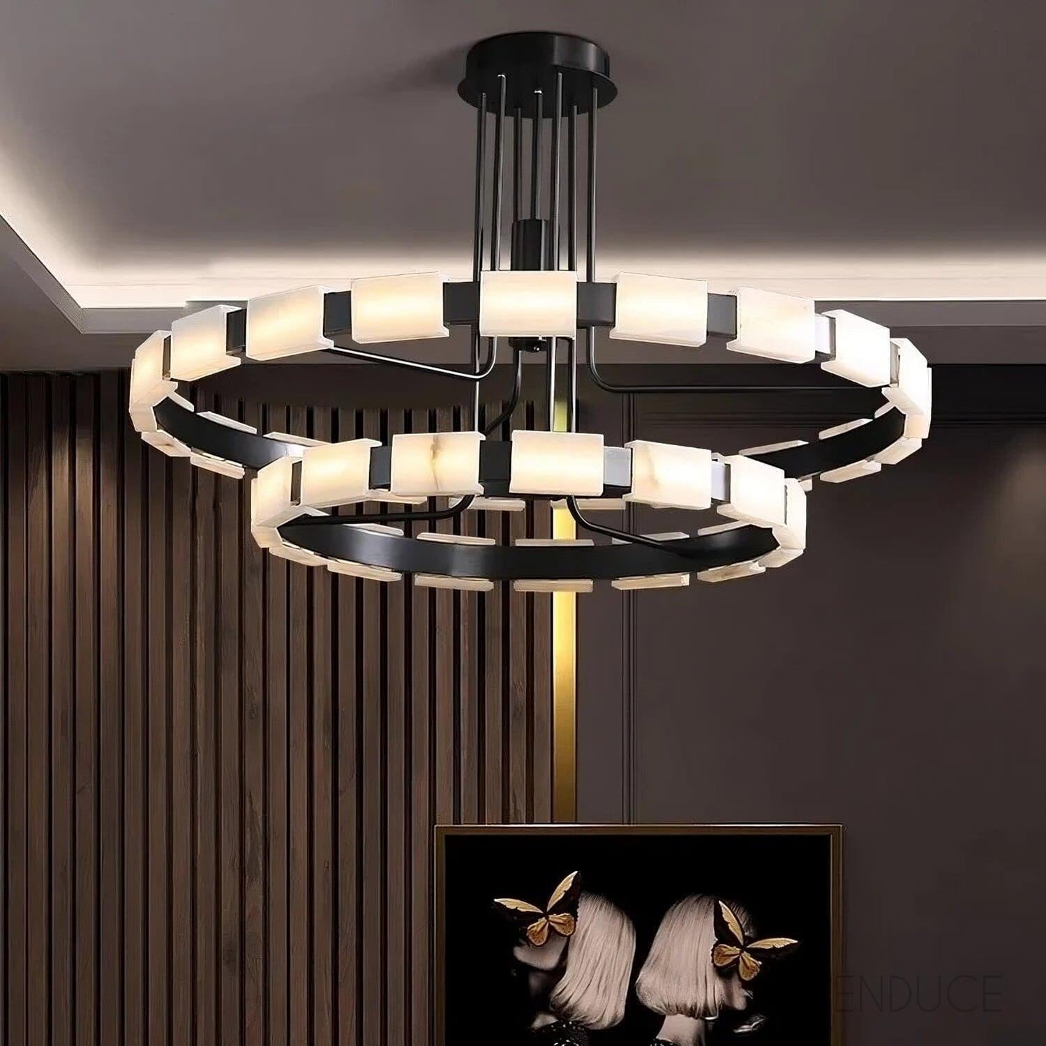 Marble Tile Double Ring Chandelier - view 3