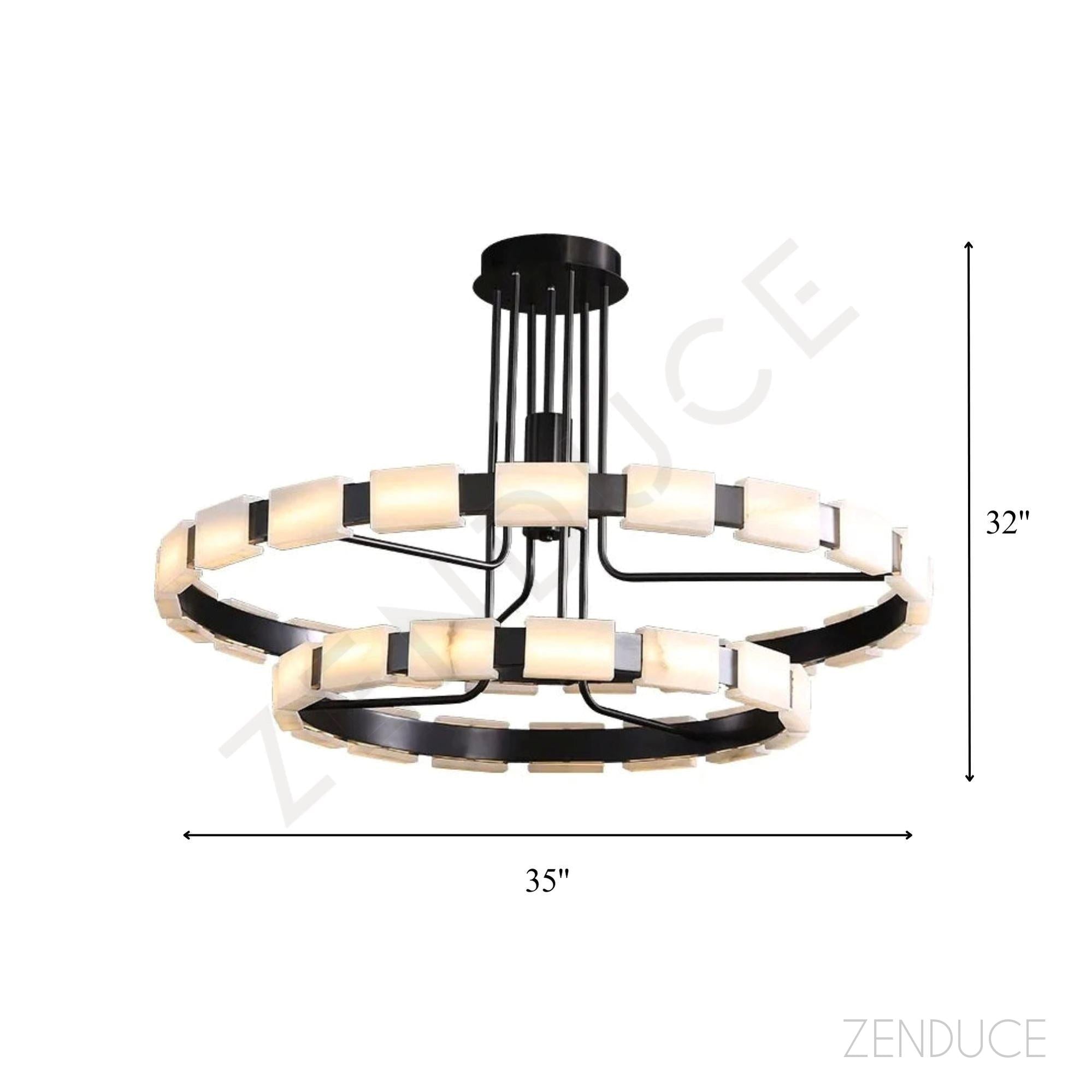 Marble Tile Double Ring Chandelier - view 7