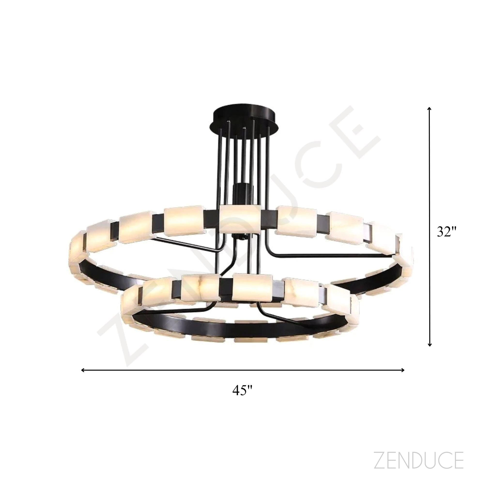 Marble Tile Double Ring Chandelier - view 8