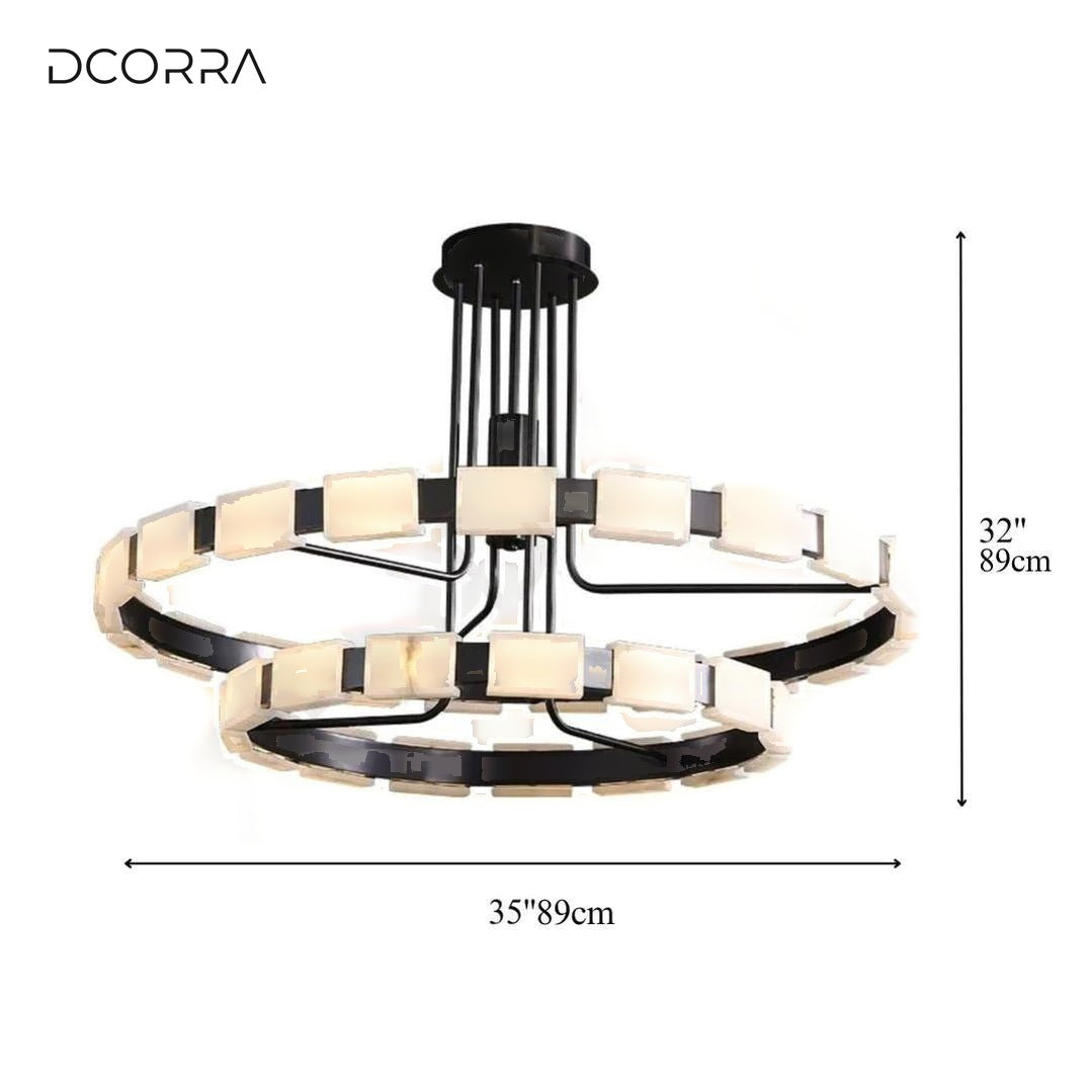 Marble Tile Double Ring Chandelier - view 9