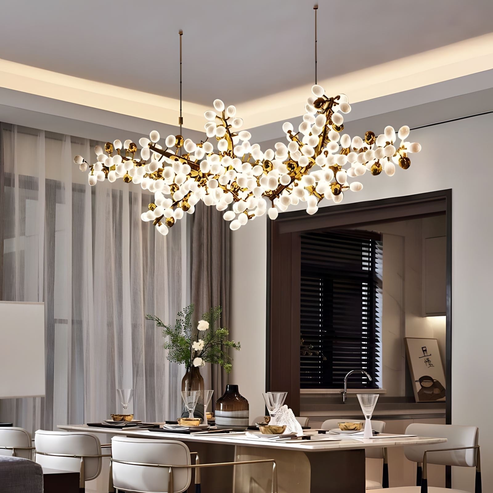 Milk Glass Orb Branch Chandelier - view 6