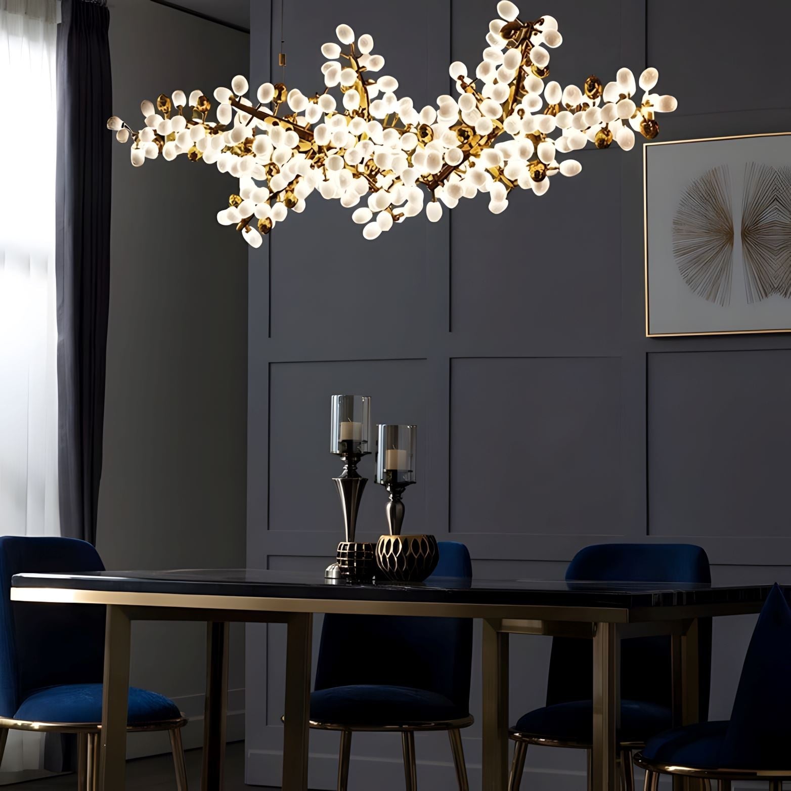 Milk Glass Orb Branch Chandelier - view 8