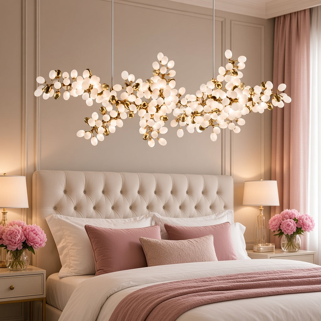 Milk Glass Orb Branch Chandelier