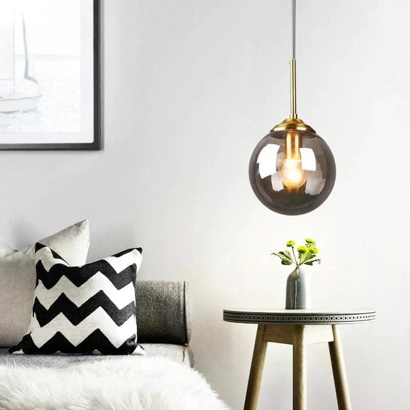 Minimalist Glass Drop Pendant Light - Smoky grey