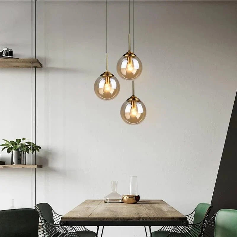 Minimalist Glass Drop Pendant Light - Amber