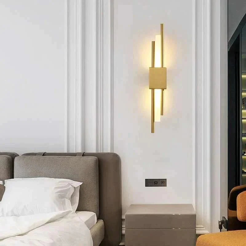 Minimalist Gold Tube Wall Light - Right