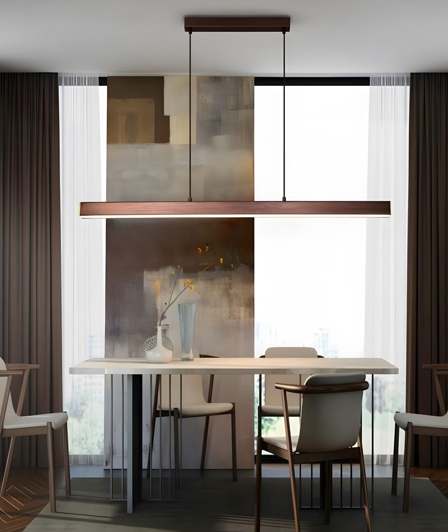 Minimalist Linear LED Pendant Light with Remote - view 11