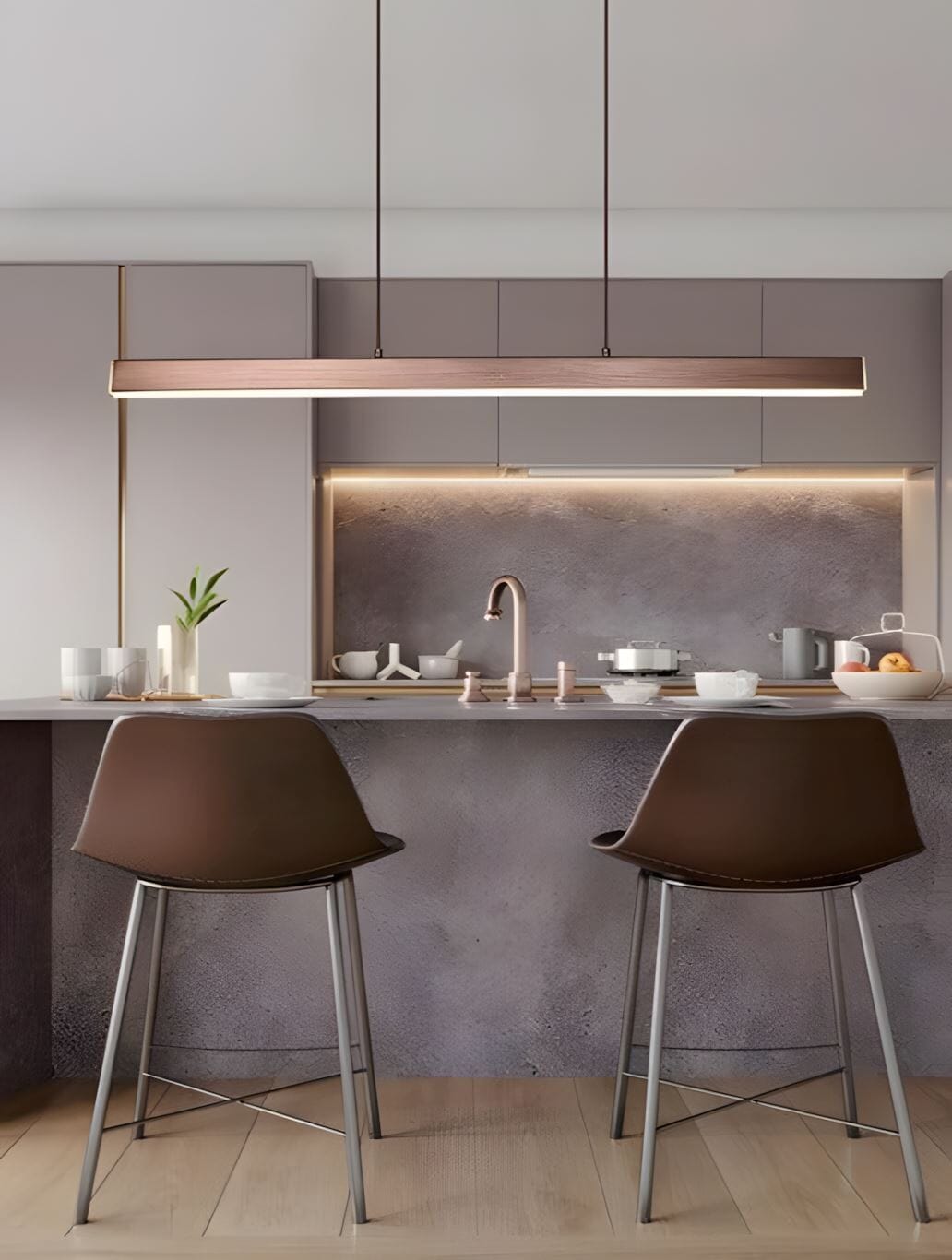 Minimalist Linear LED Pendant Light with Remote - view 13