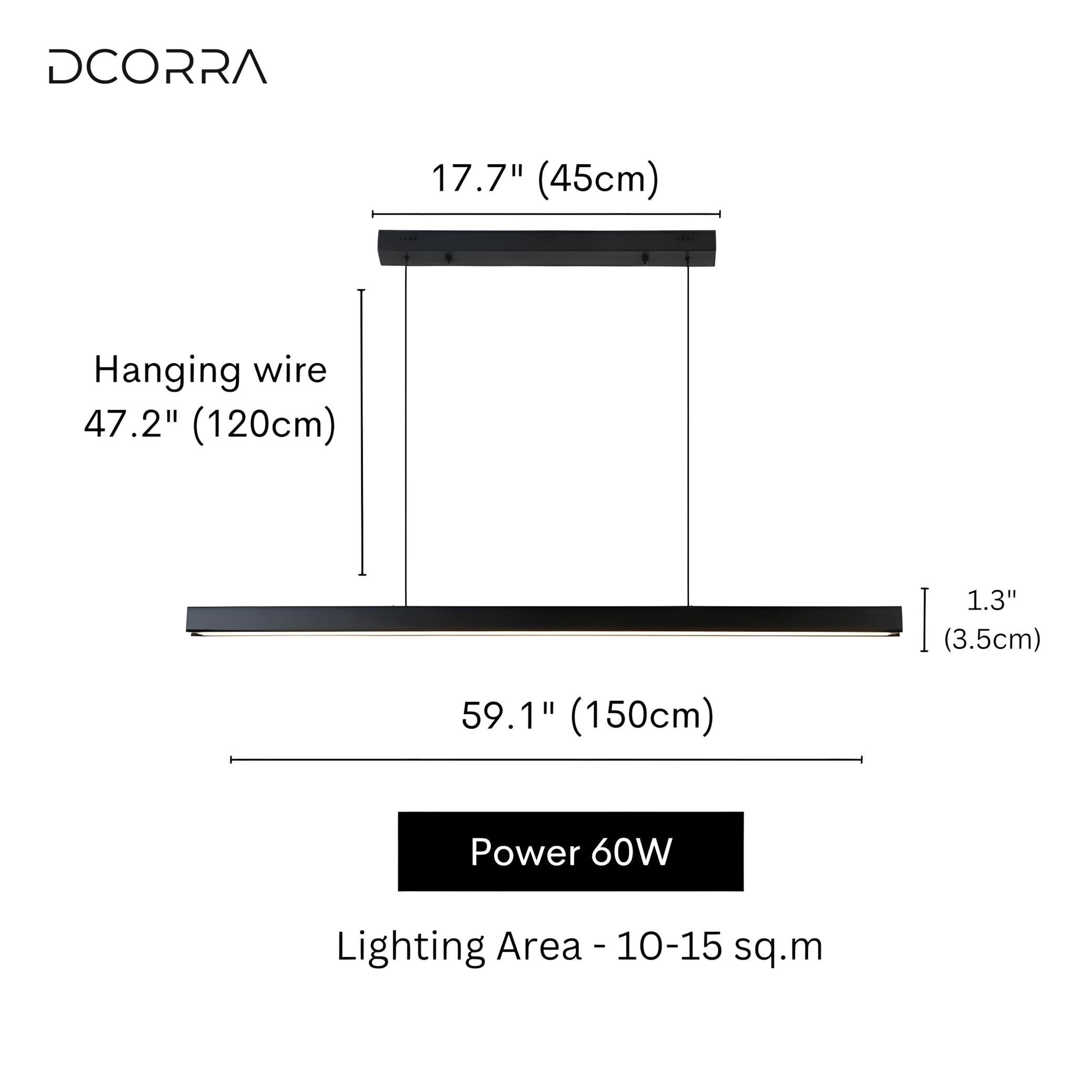 Minimalist Linear LED Pendant Light with Remote - 59.1" L
