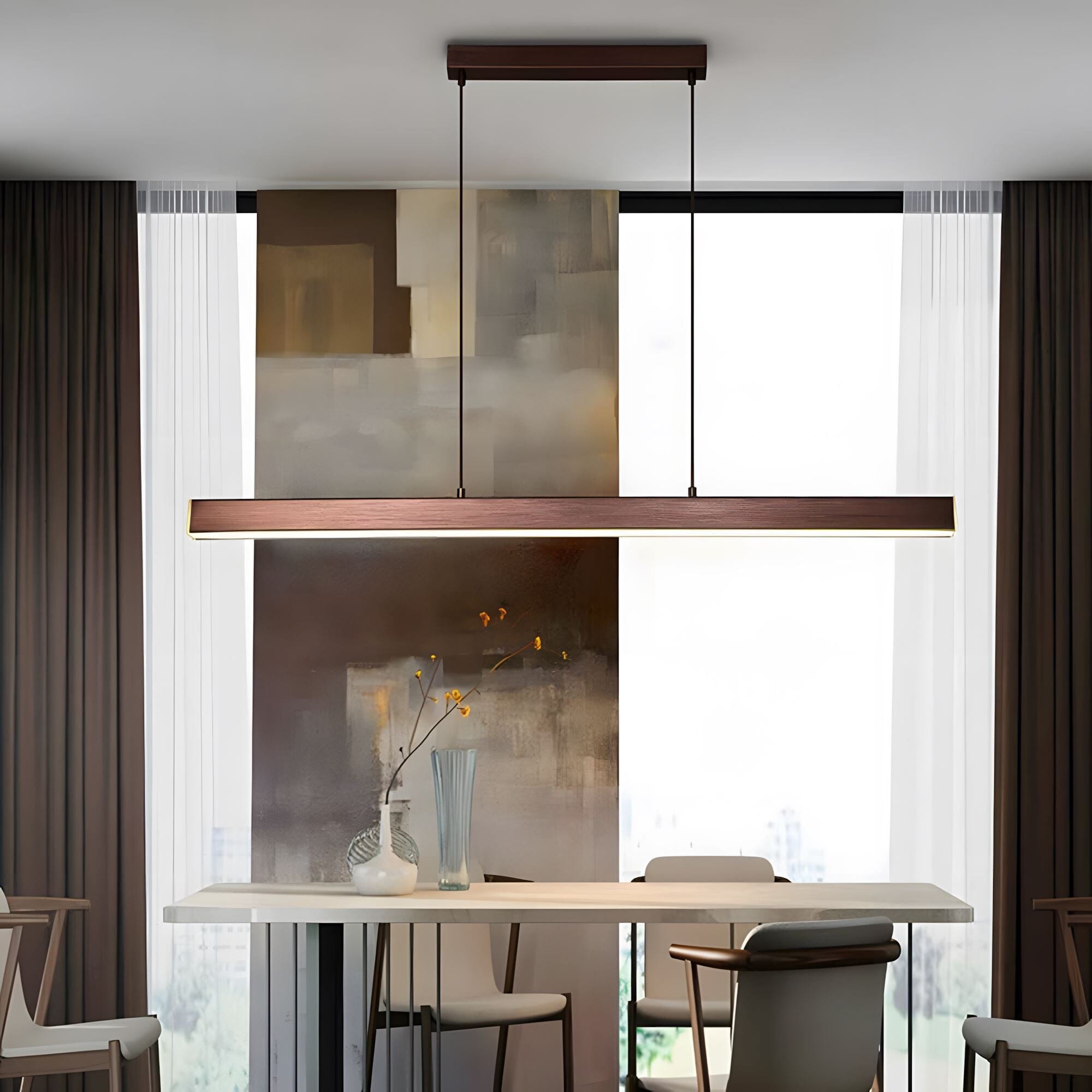 Minimalist Linear LED Pendant Light with Remote - view 14