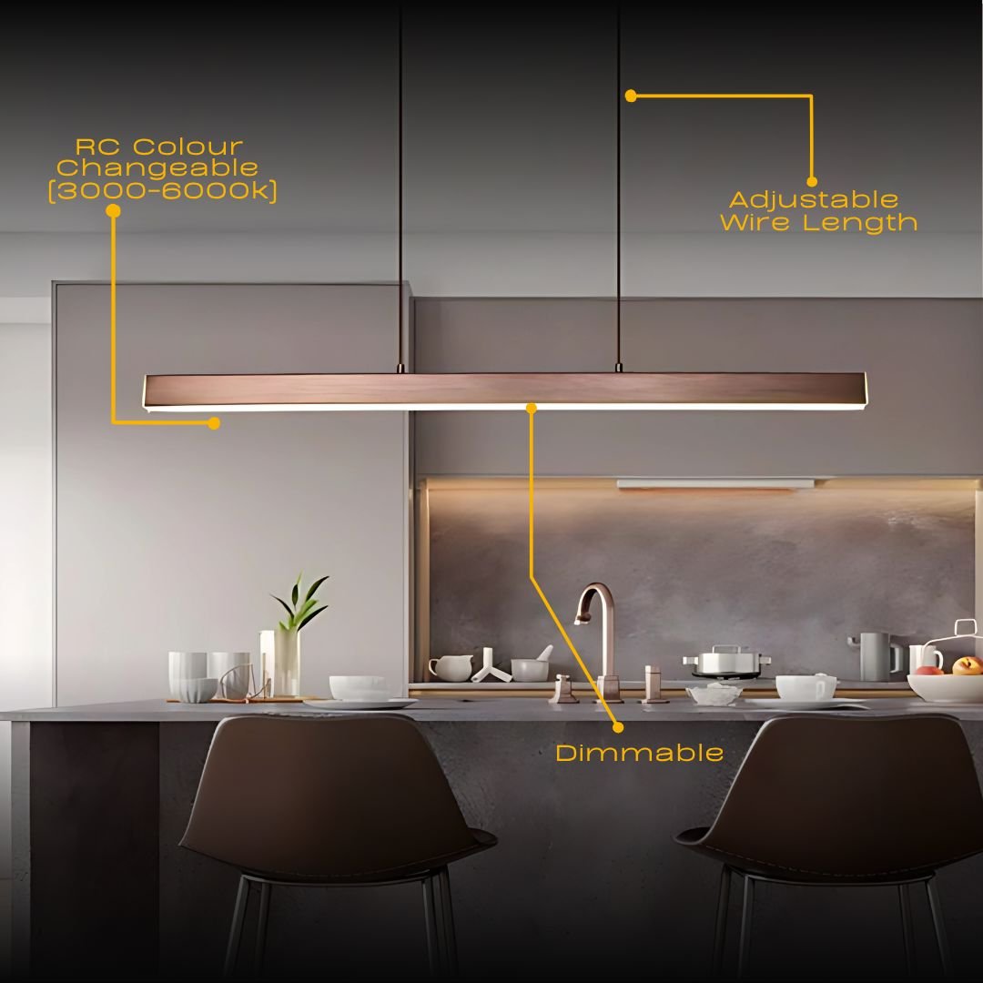 Minimalist Linear LED Pendant Light with Remote - view 5