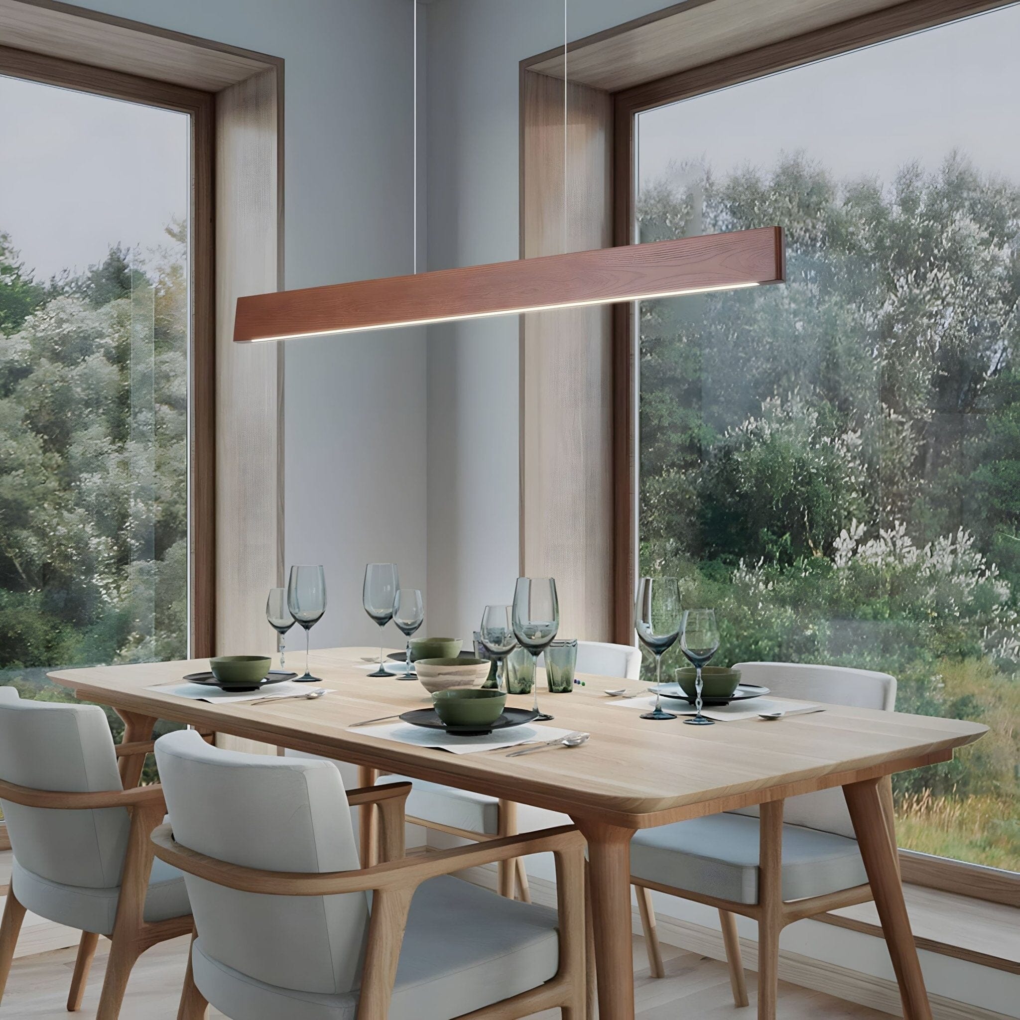 Minimalist Linear LED Pendant Light with Remote - view 6