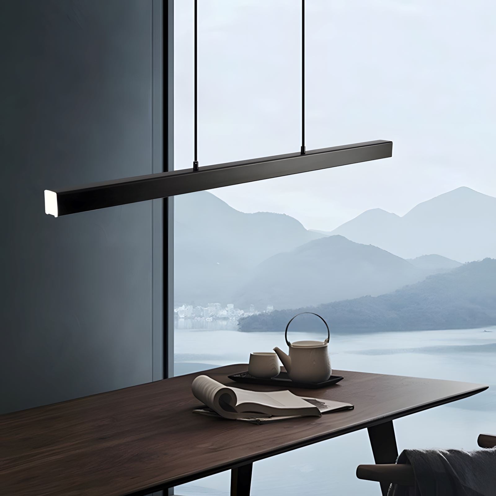 Minimalist Linear LED Pendant Light with Remote - view 8