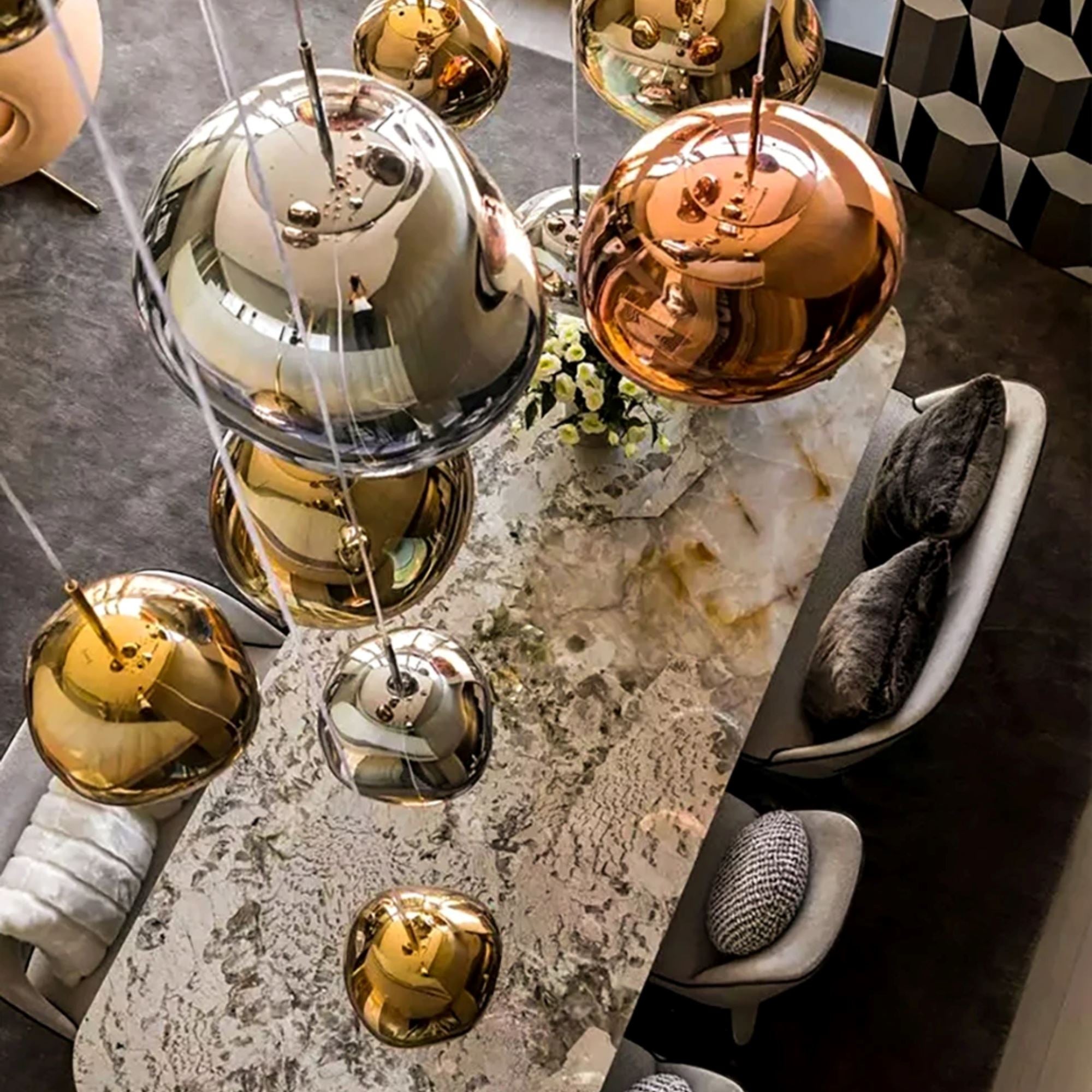 Mirrored Bubble Globe Cluster Chandelier - view 10