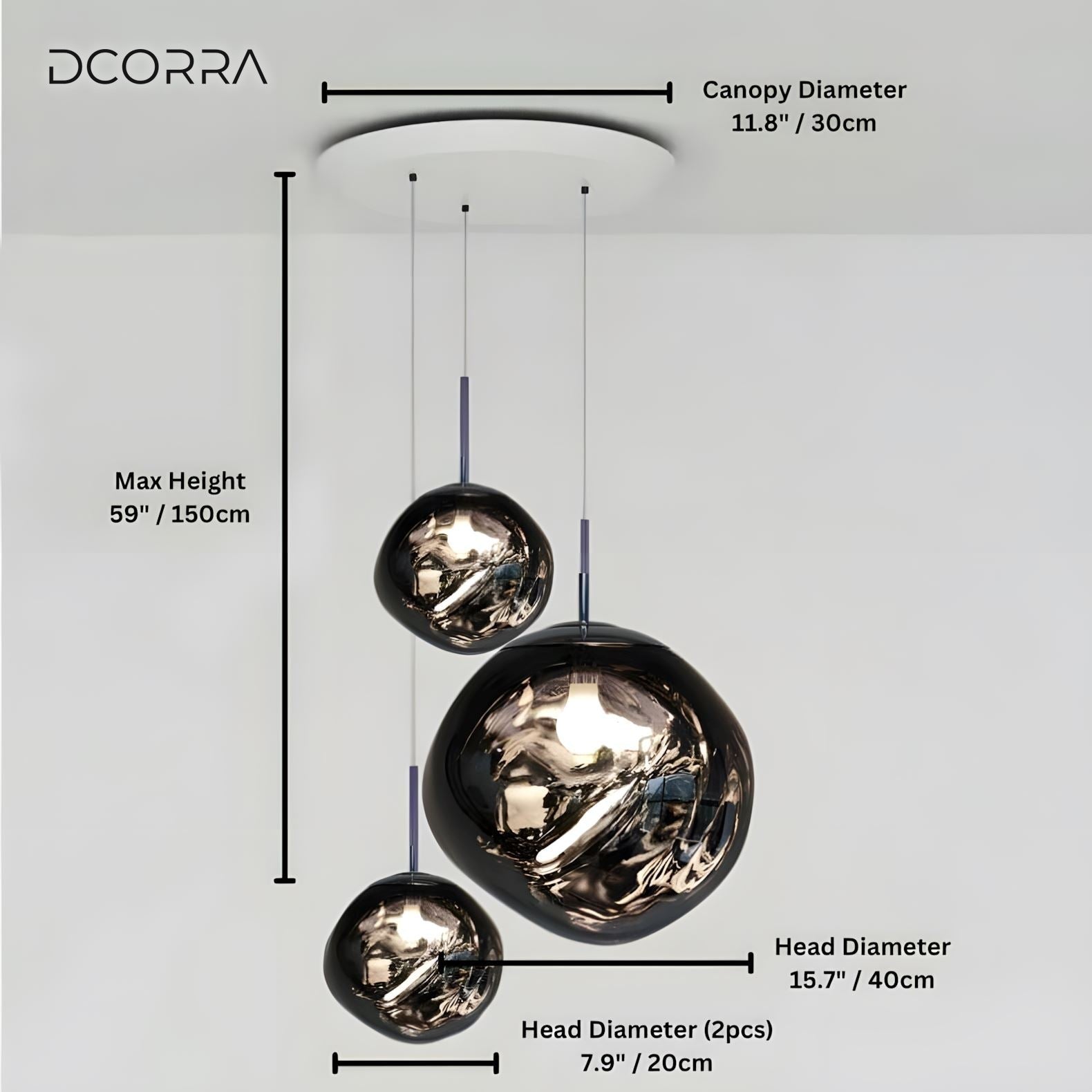 Mirrored Bubble Globe Cluster Chandelier - 3 Heads
