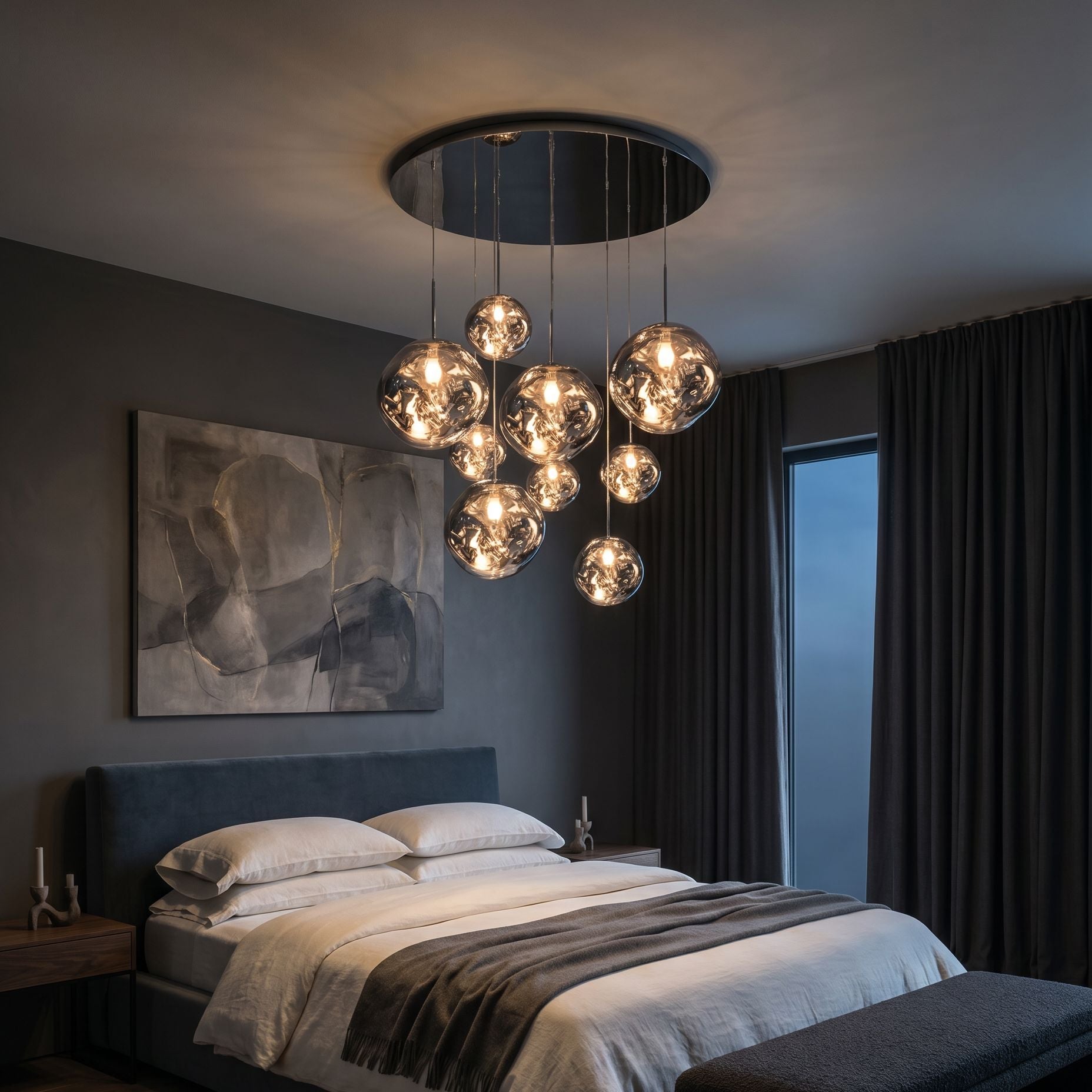Mirrored Bubble Globe Cluster Chandelier - view 2