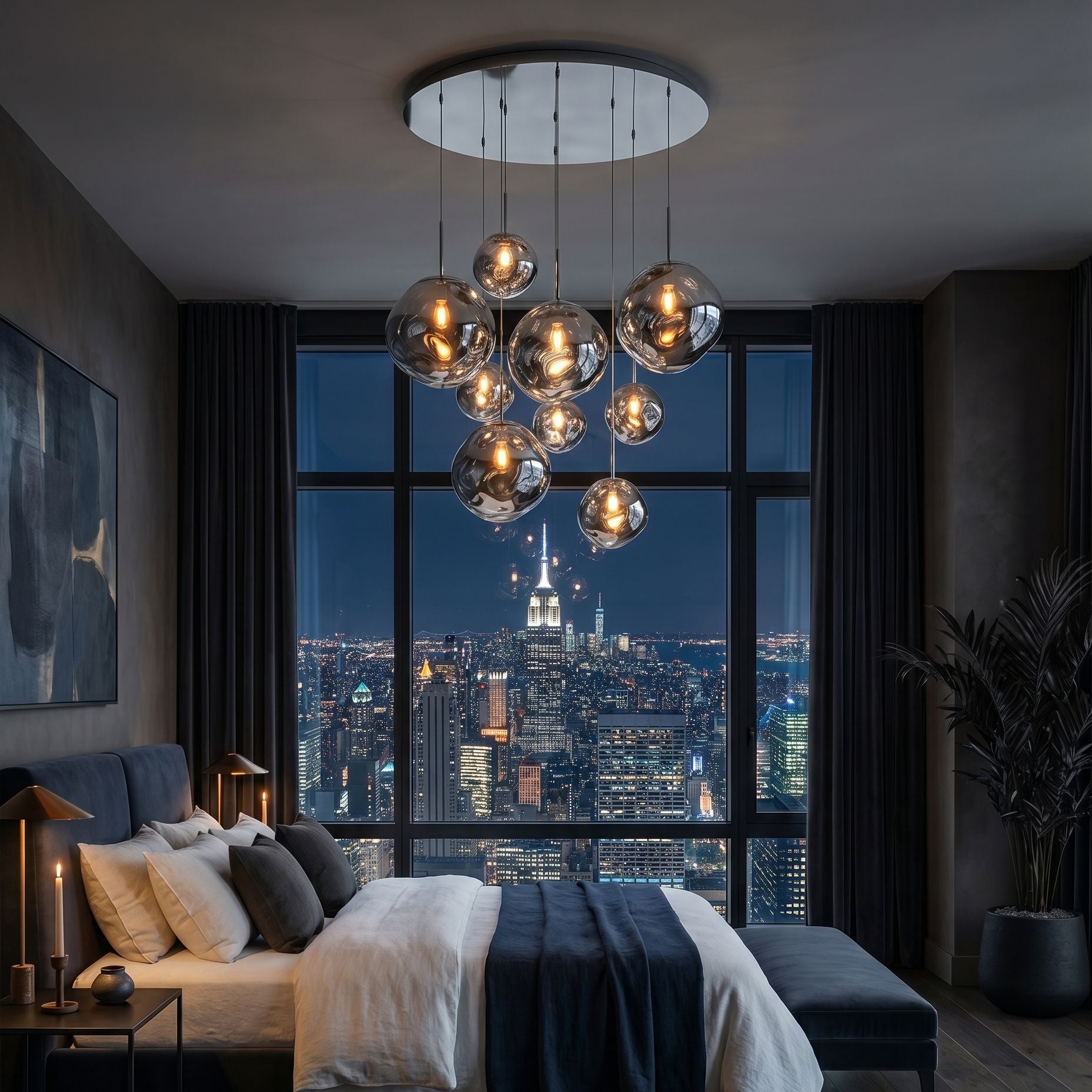 Mirrored Bubble Globe Cluster Chandelier - view 5